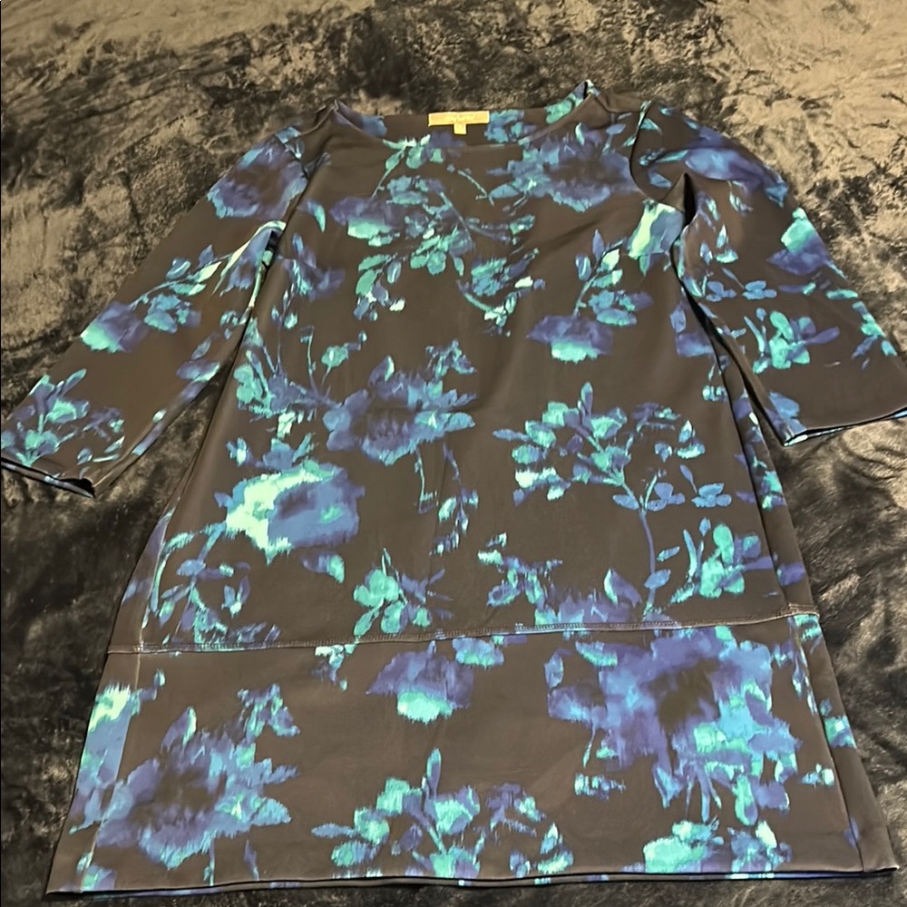 Floral Blue and Black Dress